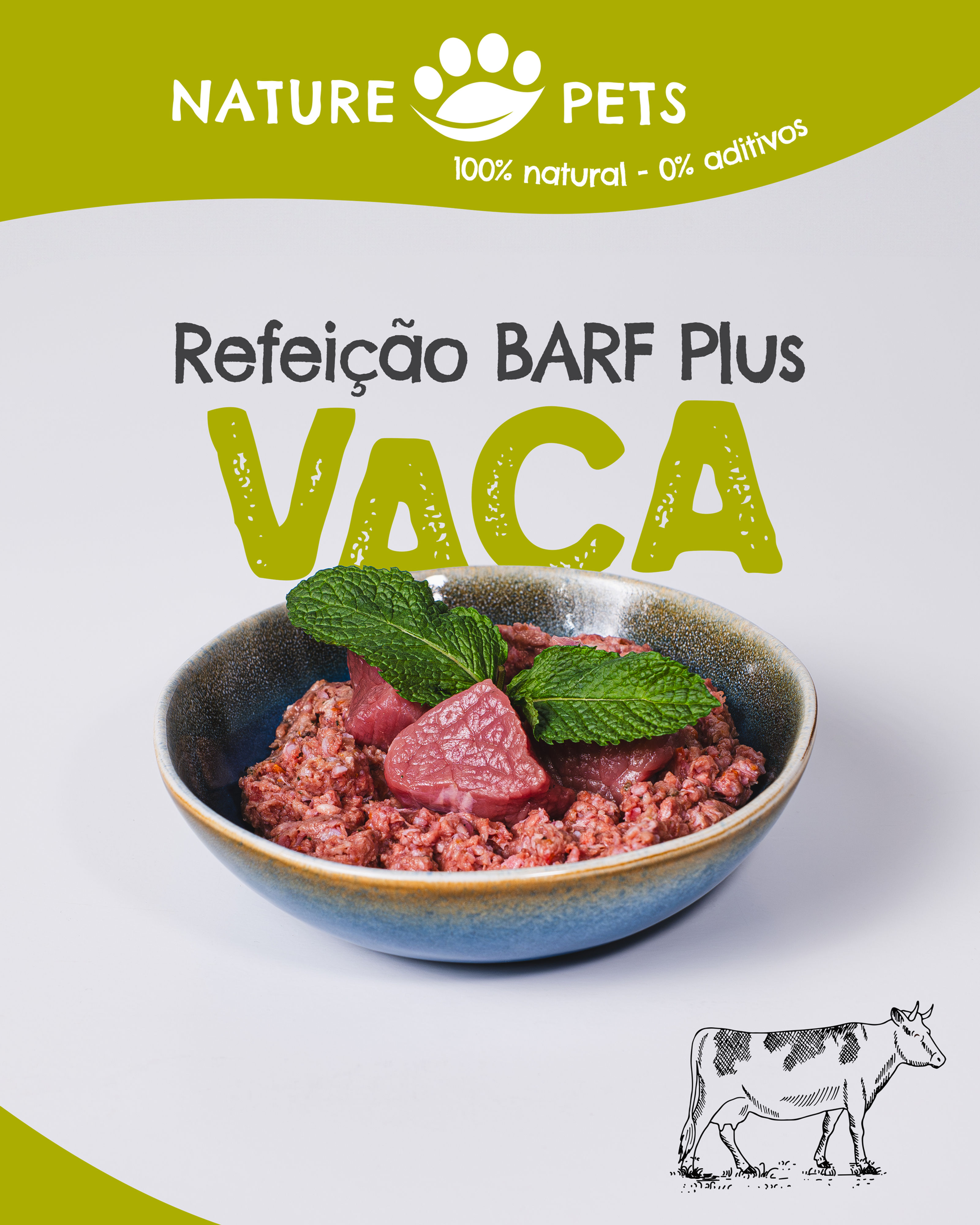 Gama PLUS - Refeição BARF de Vaca para cães XL (preço por Kg)