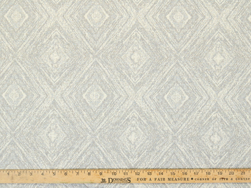 Close-up of Cross Hatch in Pebble Creek fabric showing a neutral geometric diamond pattern.