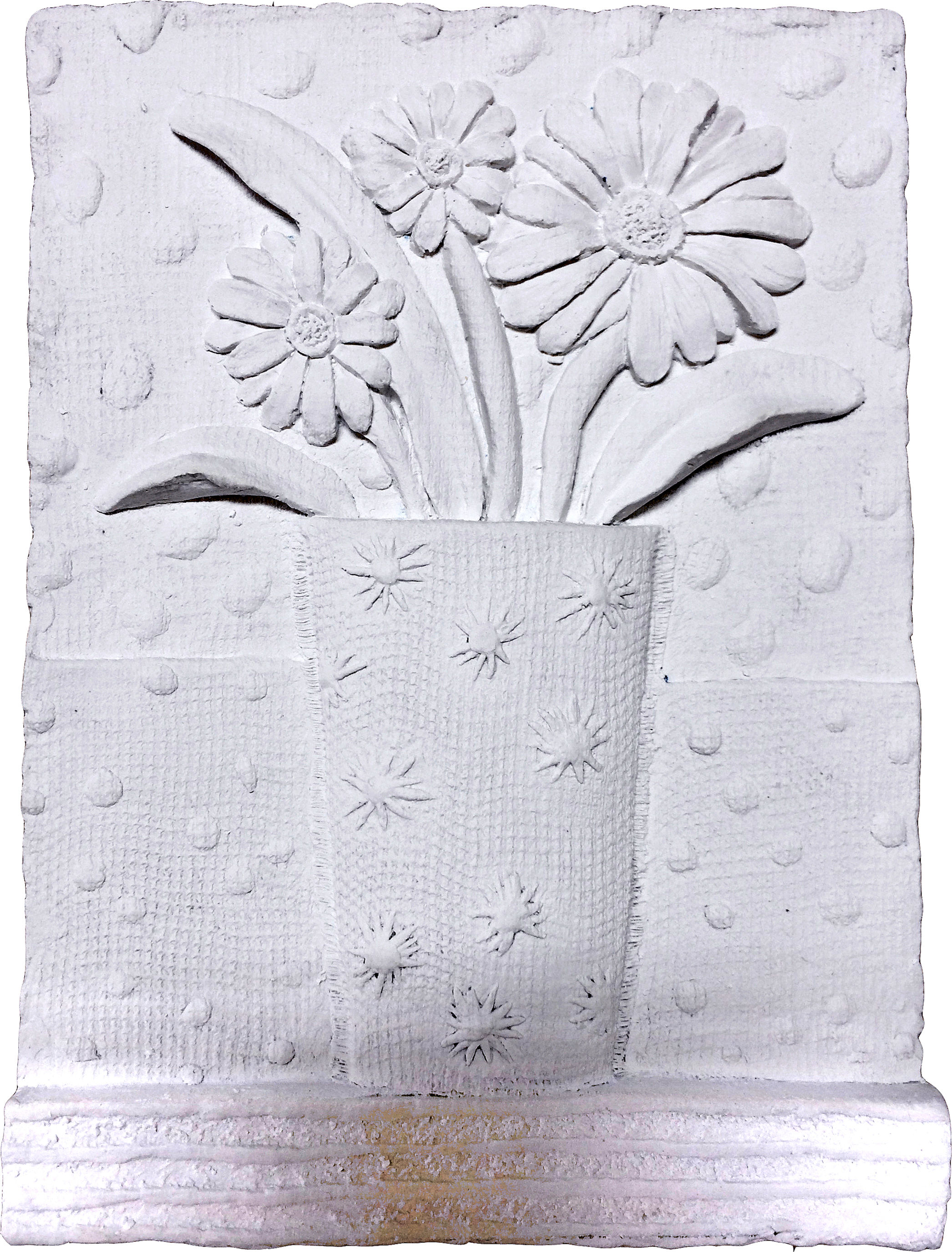 Lilies and Daisies in Striped Vase Plaque