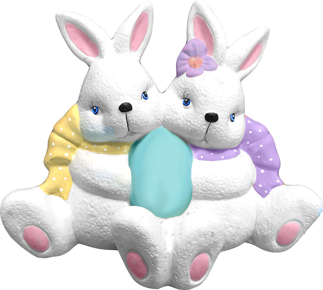 Two Bunnies Holding Egg Statue