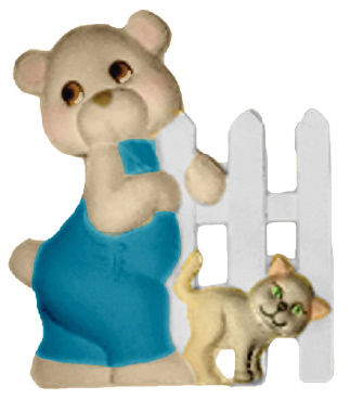 Bear with Cat by Fence Plaque