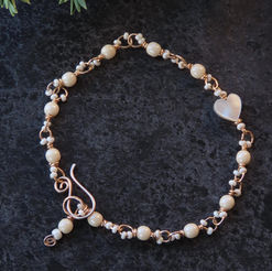 Bronze and glass wirework bracelet