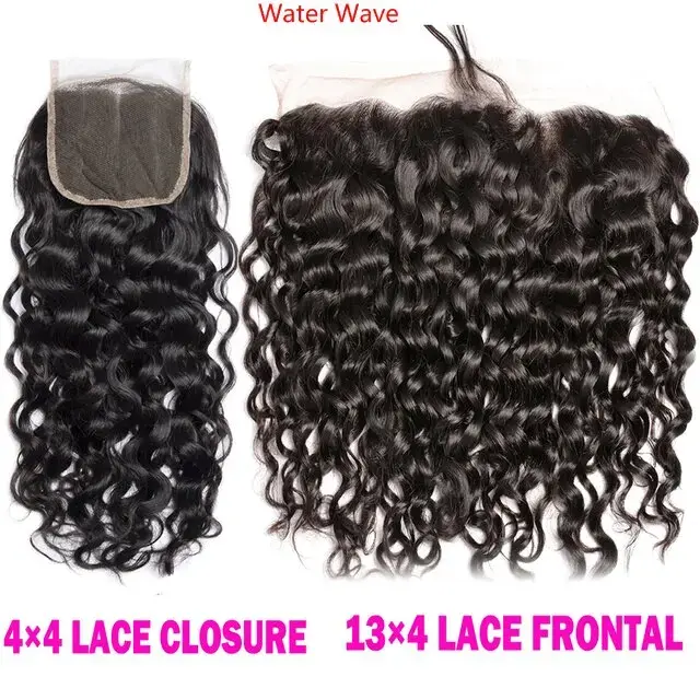 Miniatura: 12A Lace HD Transparent Frontal 13x4 Water Wave 4X4 Closure Human Hair Brazilian