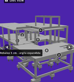 Modelo 3D de projeto estrutural contendo todos os elementos estruturais