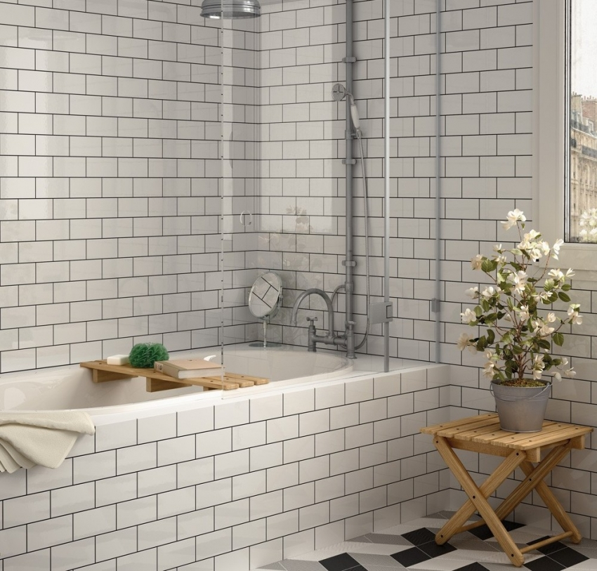 Textured bathroom tiles in Willoughby home