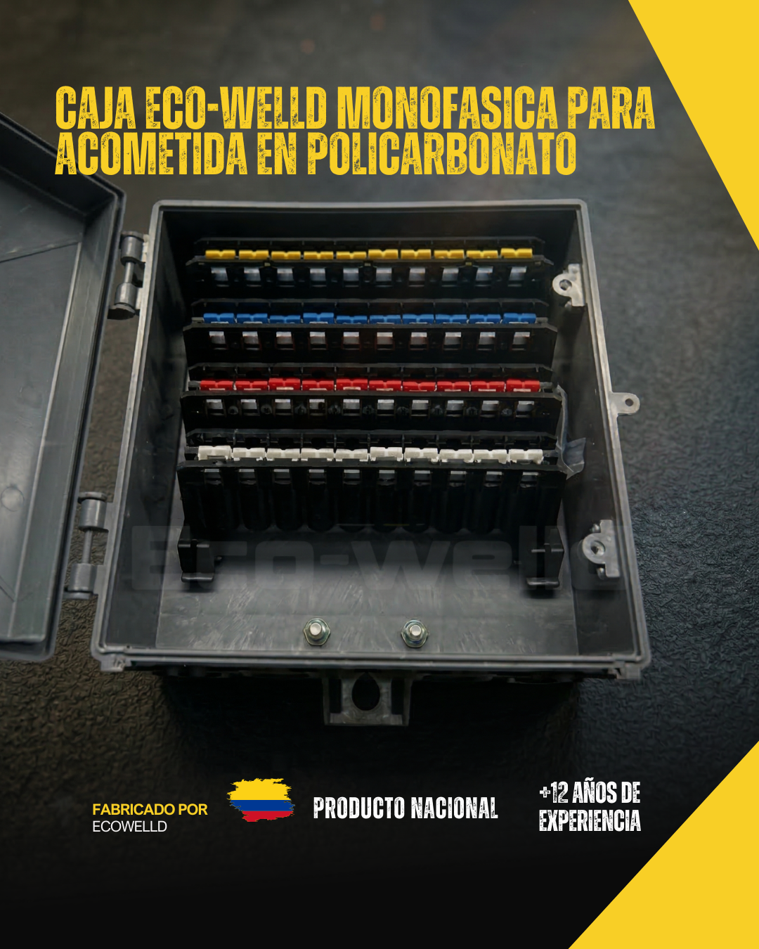 Caja monofásica para acometida eléctrica residencial en policarbonato marca ECOWELLD