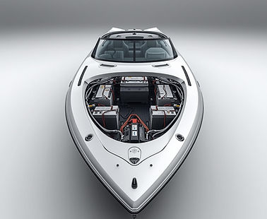application of starting batteries in speed boat, clean and neat background and can see who