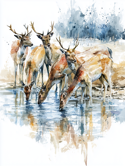 deepakgp_a_herd_of_deer_drinking_from_a_broke_in_watercolor_in__cbff00f8-13af-42fa-98eb-c7