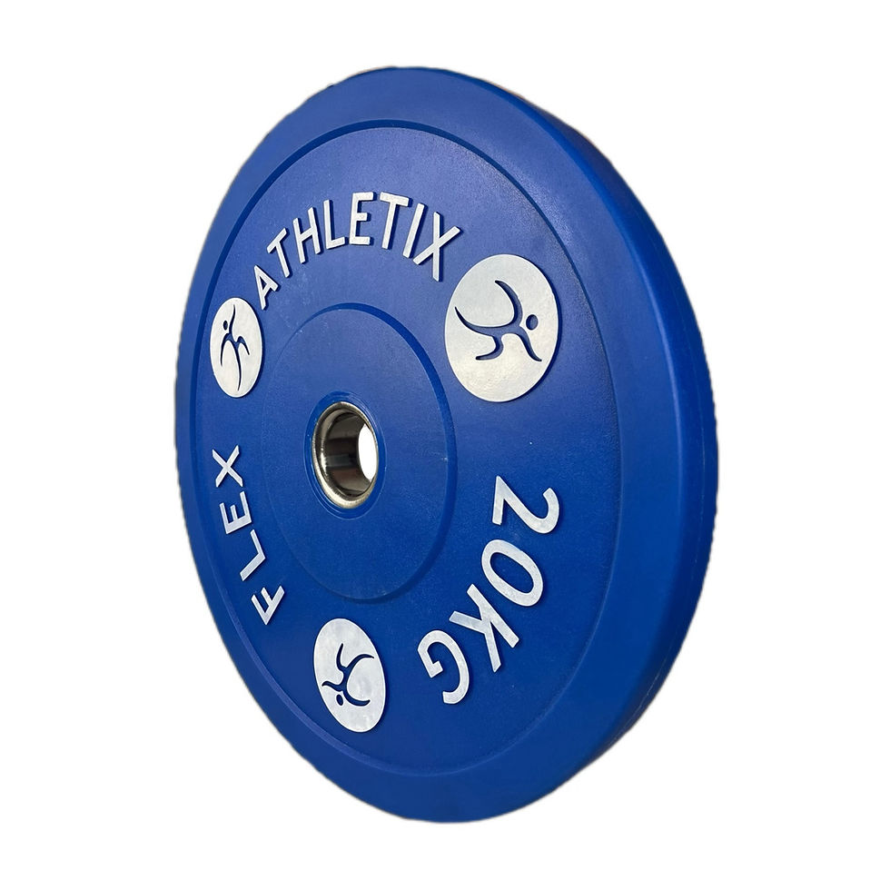 Miniaturbild: blaue Hantelscheibe mit Gewicht 20kg, 50mm Lochdurchmesser, Seitenansicht von links