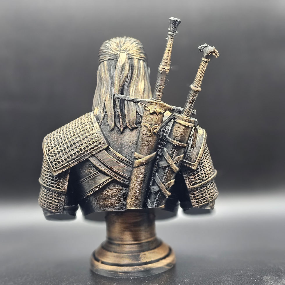 Thumbnail: The Witcher Geralt 3d Printed Bust - Hand Painted - 6 Inch