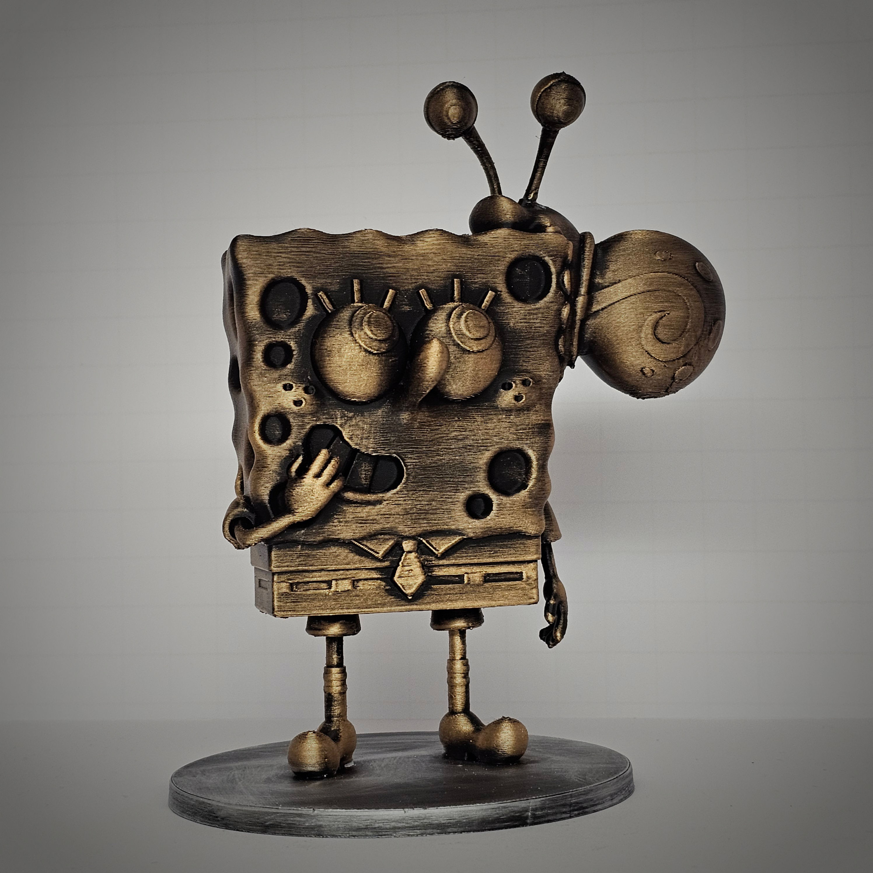 Spongebob with Gary 3d Printed Statue Bust - Hand Painted