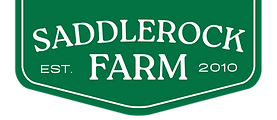 SaddleRock Farm green logo badge with white text