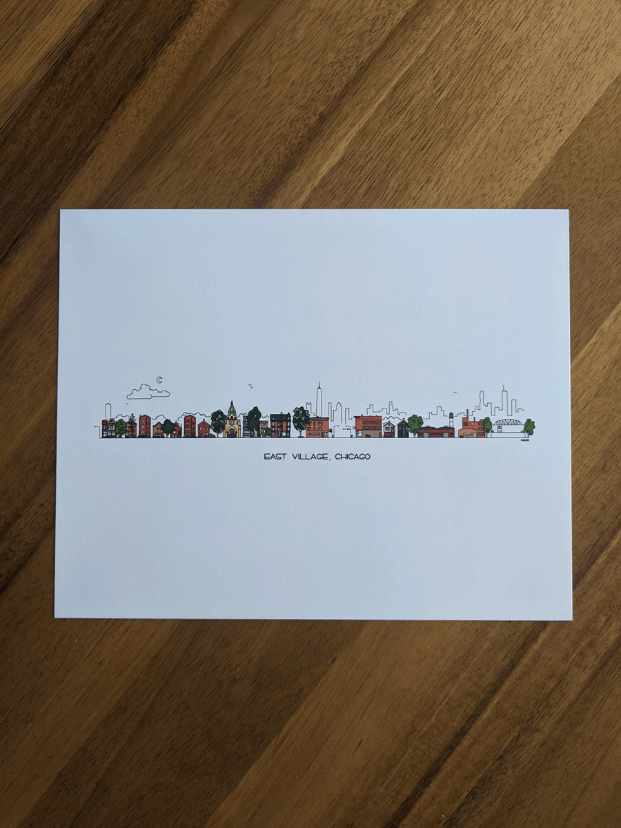 East Village West Town neighborhood in Chicago art print