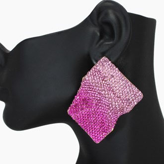 Thumbnail: Metal stone square earrings 