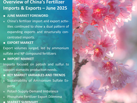 Brief Analysis of China’s Fertilizer Import and Export in JUNE 2025