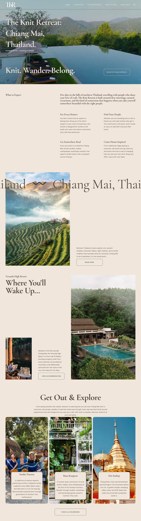 A screenshot of The Knit Retreat's Website