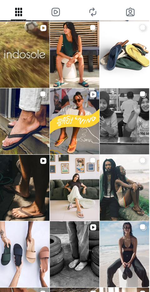 A screenshot of Indosole's Instagram feed