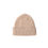 Thumbnail: Flat view of brushed soft warm natural beige beanie hat with fold 2/2 rib folded back
