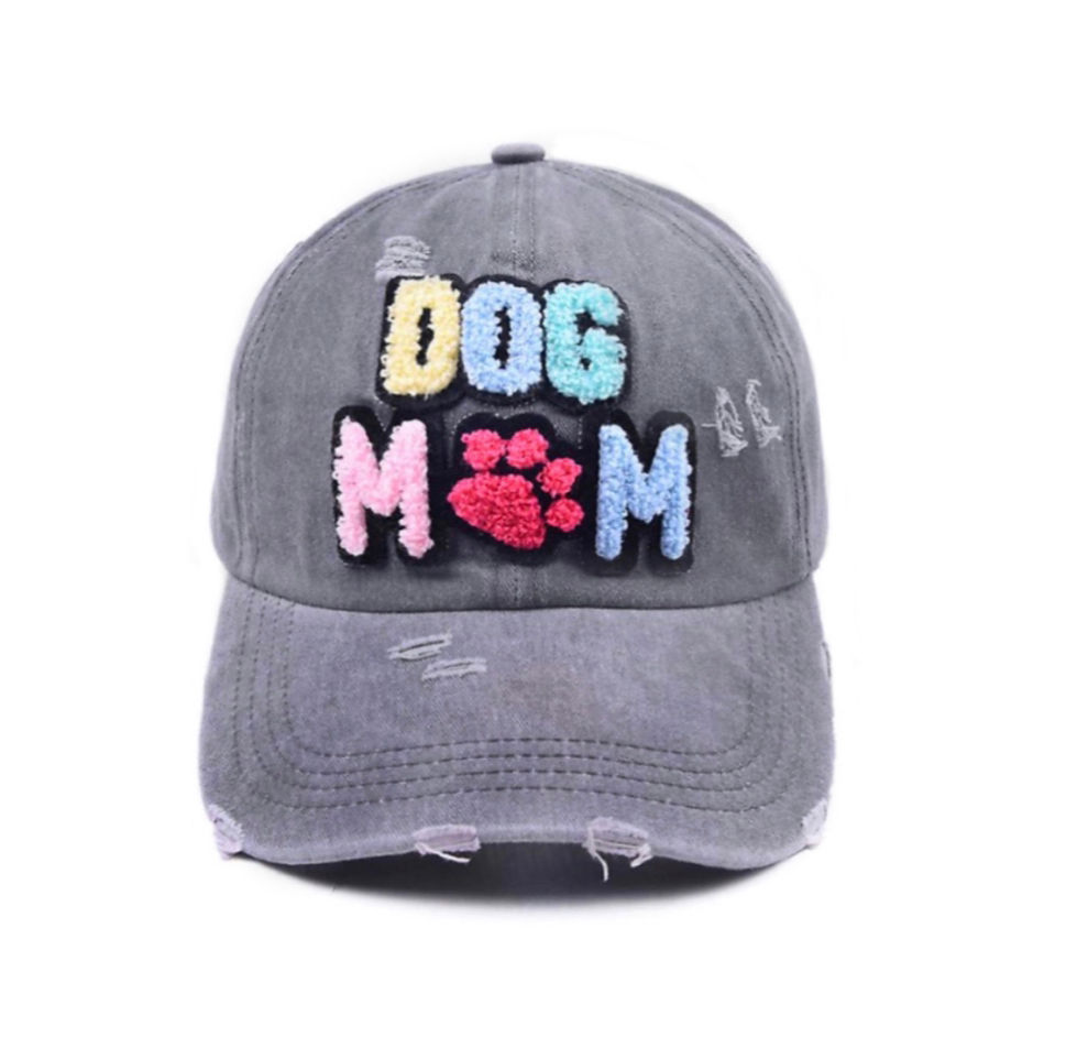 Kappe "DOG MOM" hellgrau