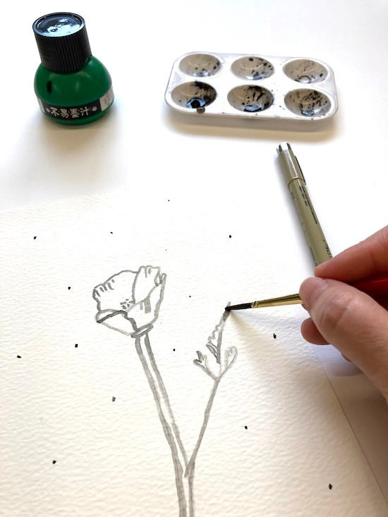Sumi-e Ink Technique