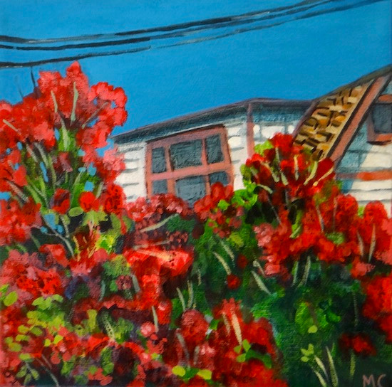 Downtown Blush 8 by 8 Acrylic on Canvas