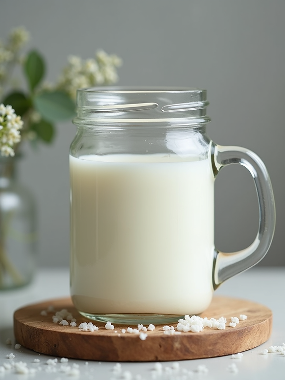 glass jar with fermenting kefir grains and fresh milk.png