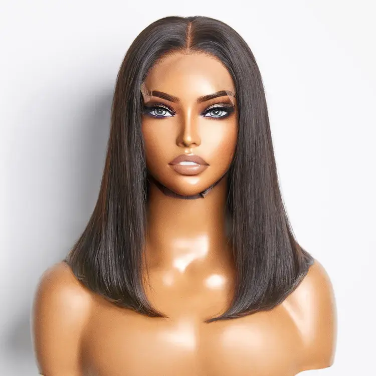 Straight 10 inch bob wig on mannequin