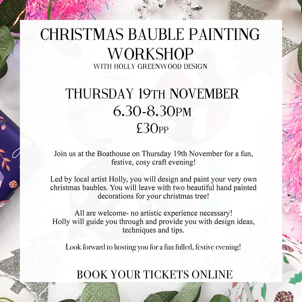 Festive Bauble Painting Workshop 19th November- The Boathouse