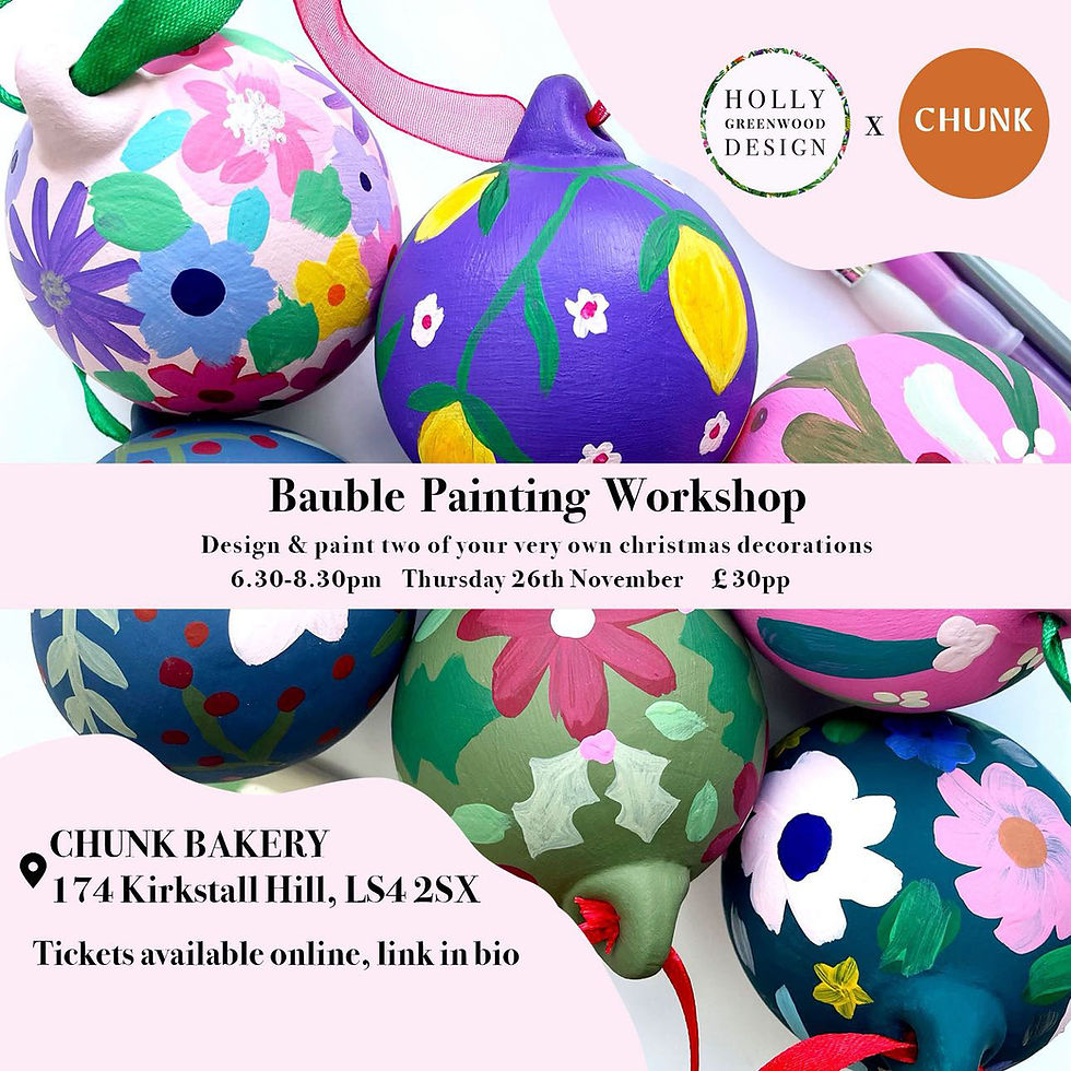 Festive Bauble Painting Workshop 26th November CHUNK Bakery