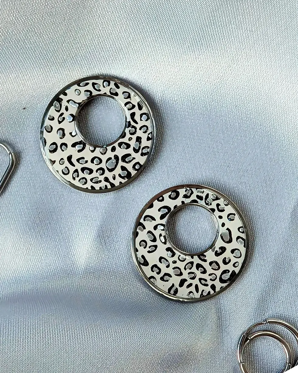 Miniature : Charms Léopard Glacé : Blanc, Argent, Noir - Modèle Rosa Parks