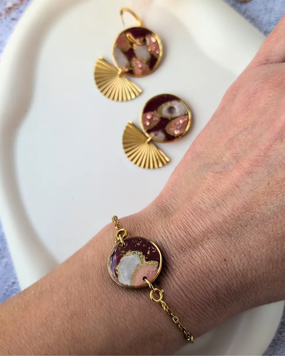 Miniature : Charms Velours Boréal : Bordeau, Rose poudré, Bleu polaire – Forme Gisèle Halimi