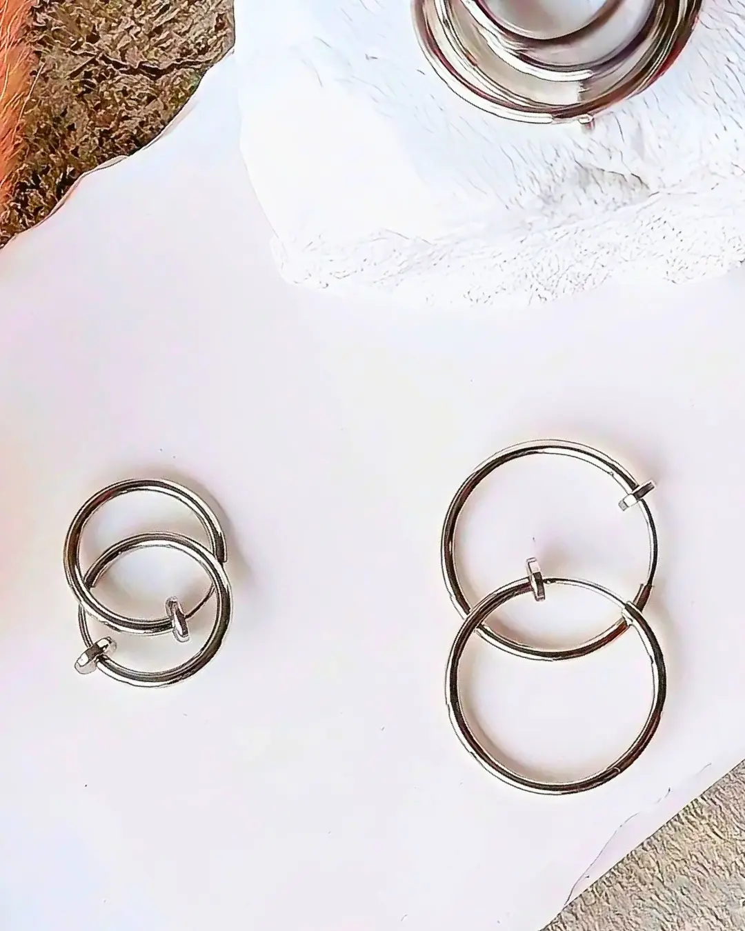 Créoles Clip argentées Eva - Oreilles non percées - Charms interchangeables