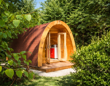 Pod de glamping en forêt verdoyante.png