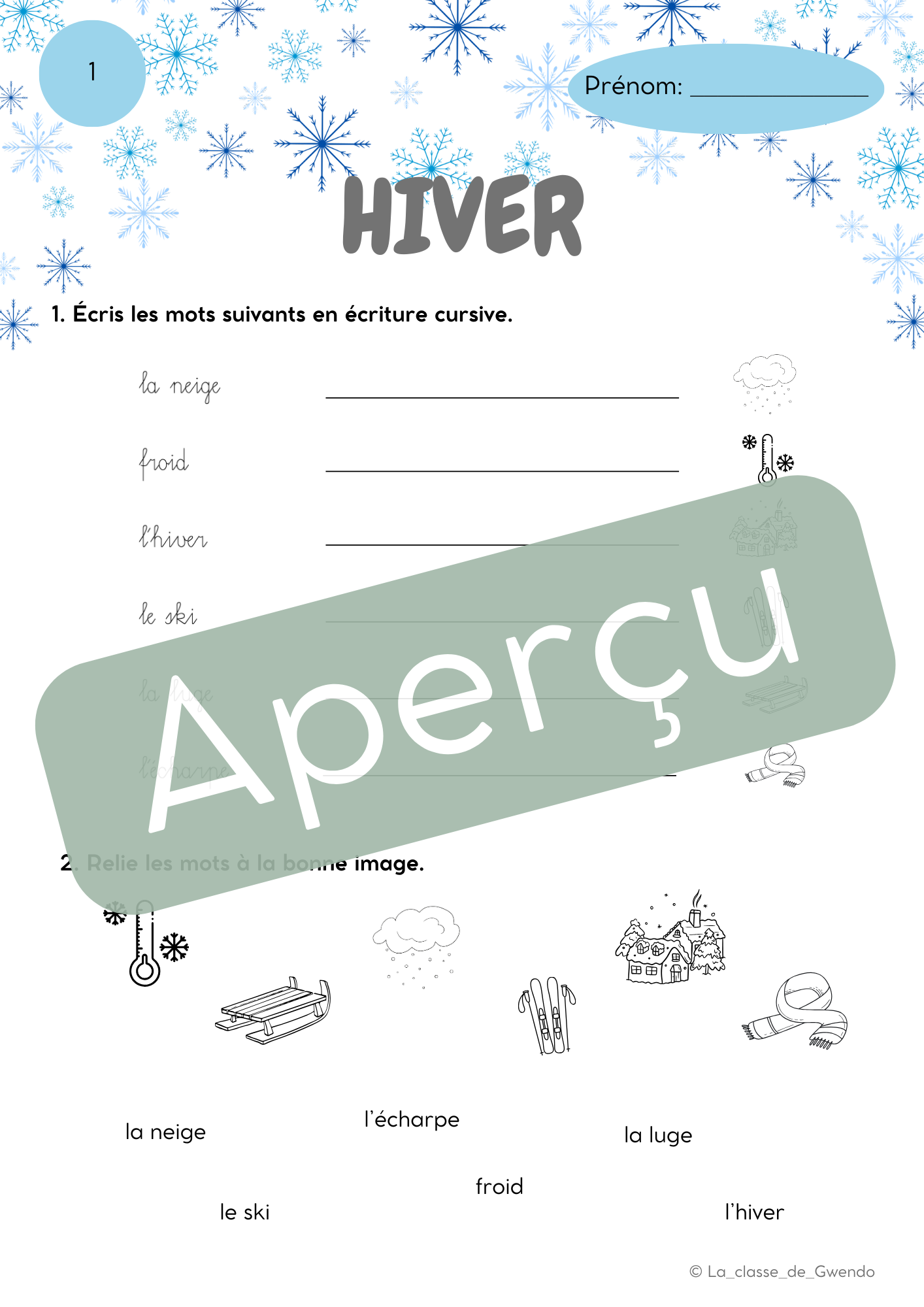 Trois fiches sur l'hiver
