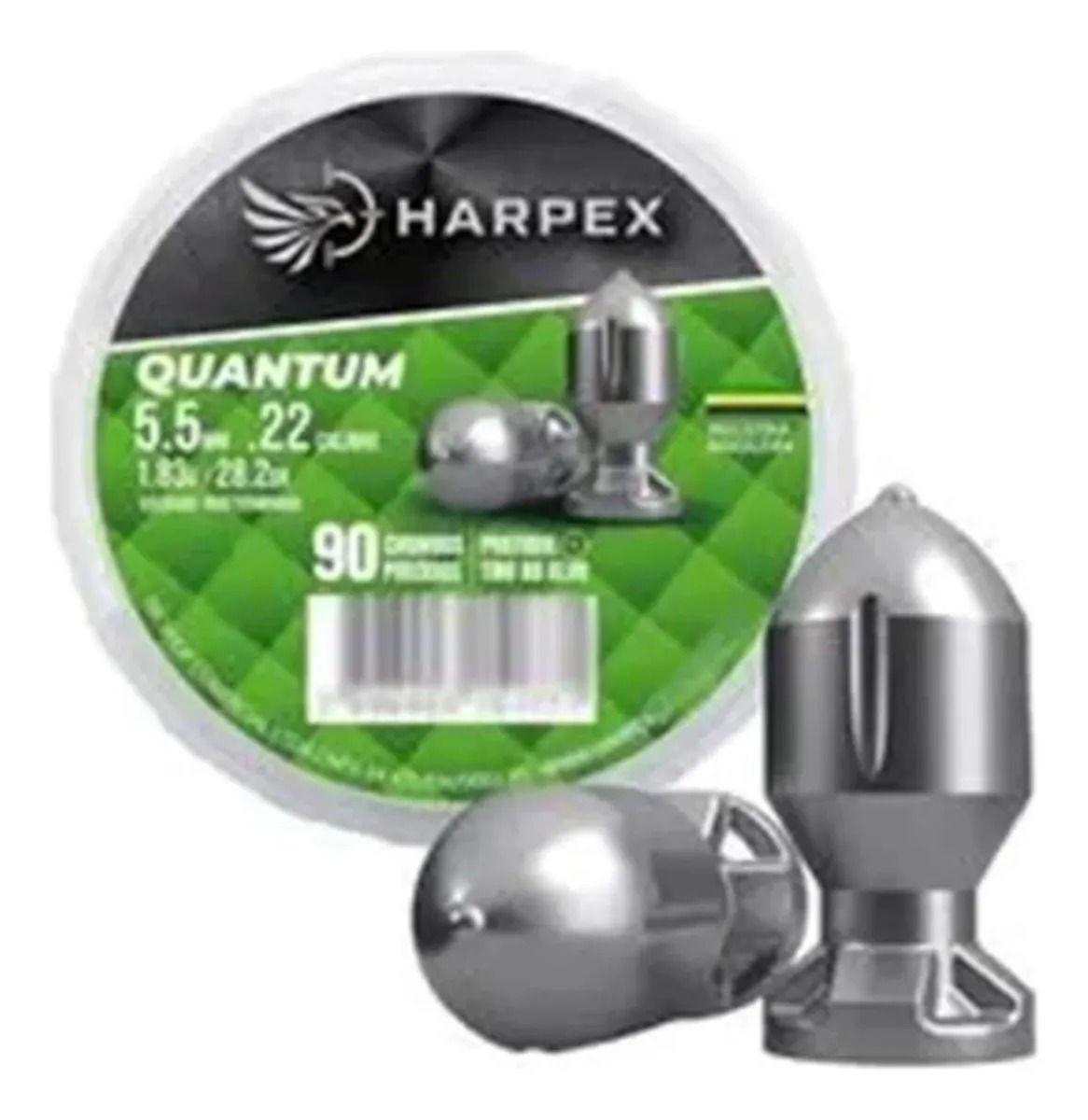 Chumbinho Harpex Quantum 5,5mm .22 C/90un impacto penetração estabilidade