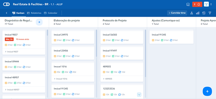 Exemplo kanban no Pipefy