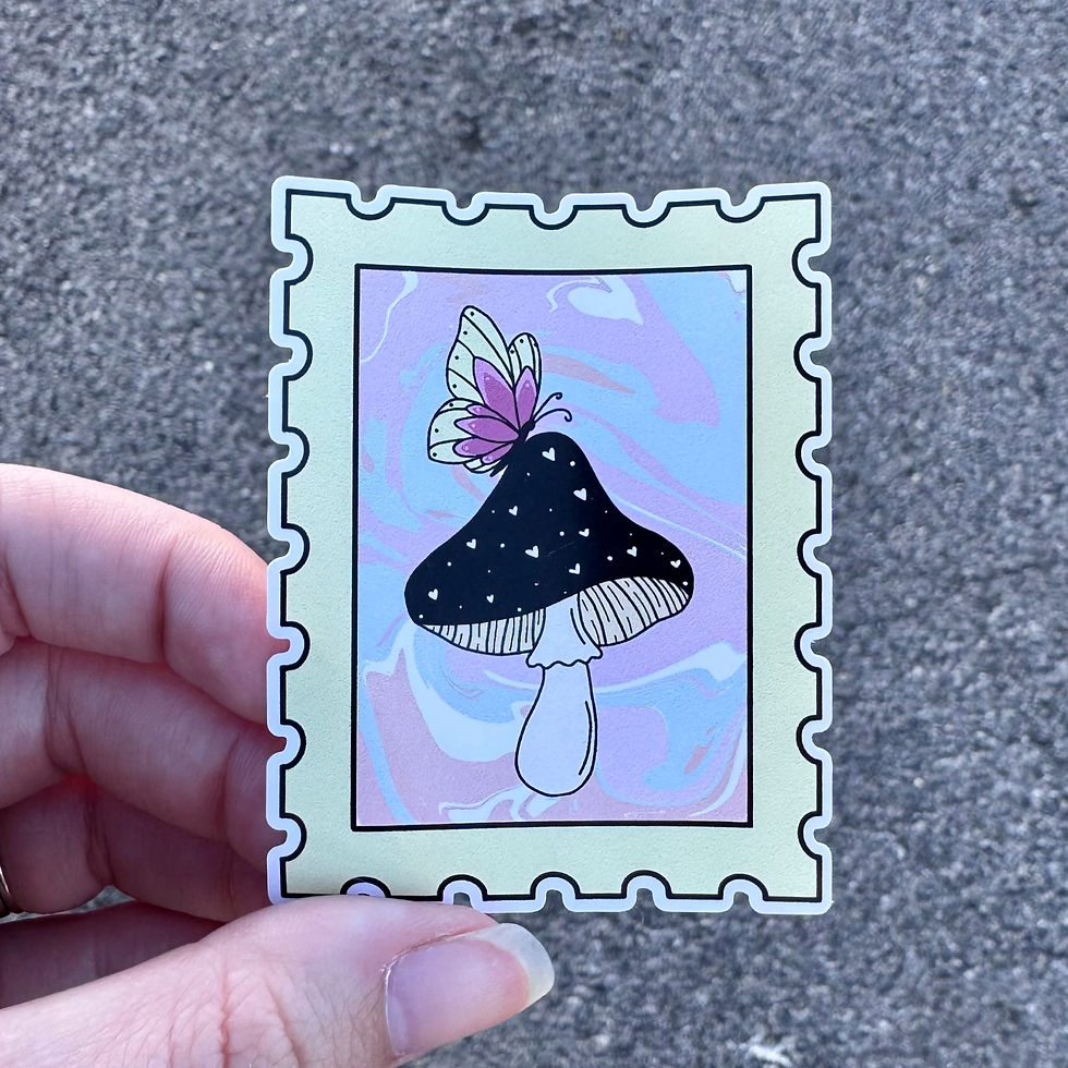 Mushroom Postage Stamp Sticker