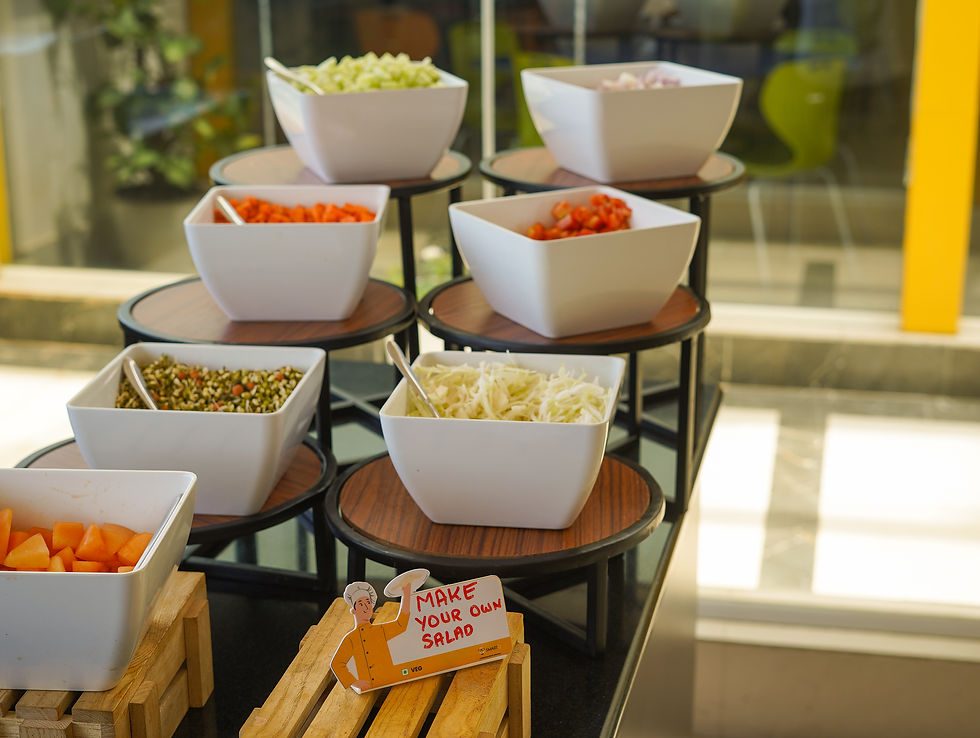 smartq healthy bar setup at corporate cafeteria- make your own salad food counter