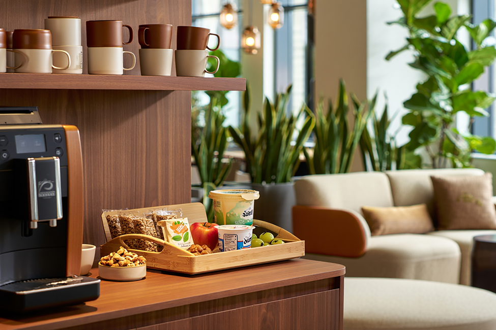 Workplace pantry with healthy snacks