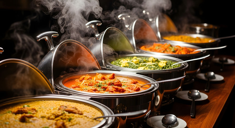 corporate cafeteria buffet setup by corporate catering company