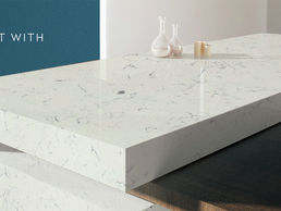 Discover timeless elegance with Corian® Design, where beautiful spaces begin, featuring a sleek, marble-patterned countertop that elevates any interior.
