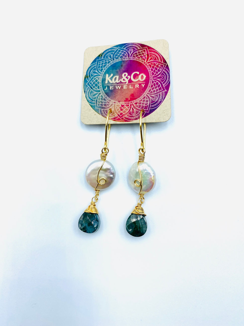 Thumbnail: Freshwater pearl - Agate earrings