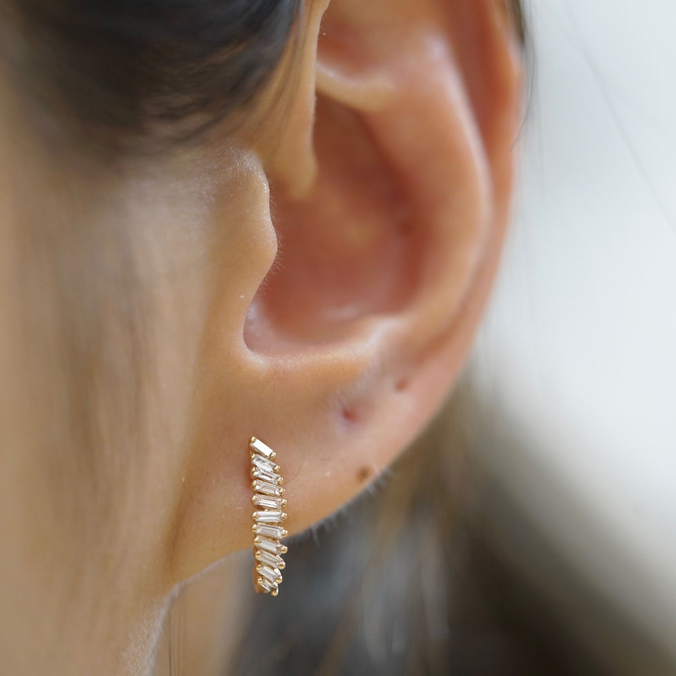 縮圖：Baguette Diamonds Hoop Earring in 18K Rose Gold