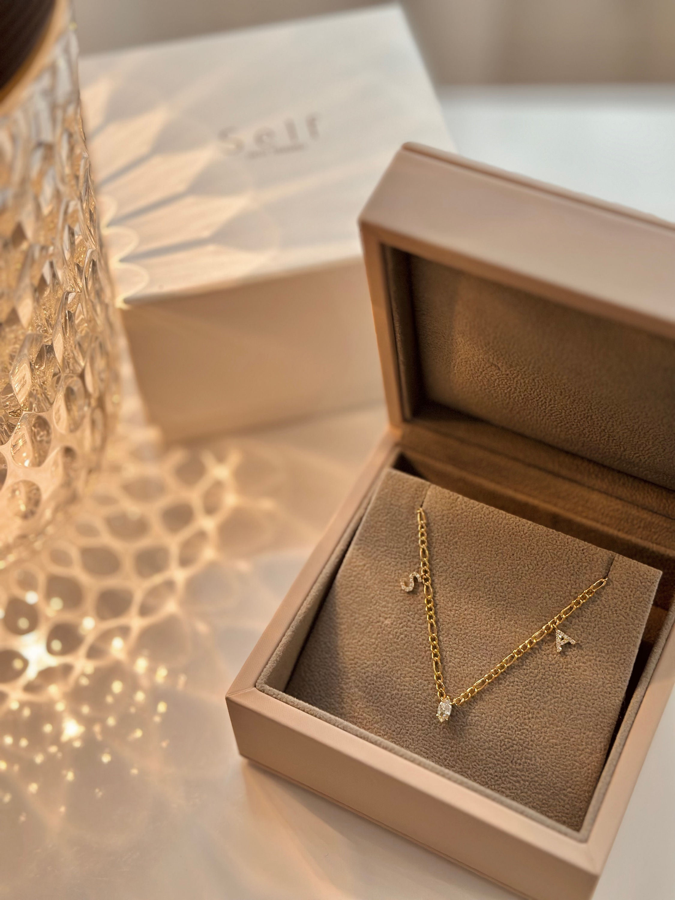 You & Me Link Necklace w 0.3ct Diamond in Italy 18K Yellow Gold Chain