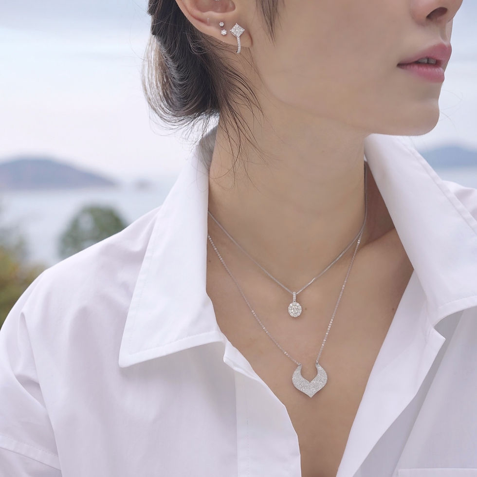 縮圖：2-way 3 Squares Diamond Ear Jackets in 18K White Gold