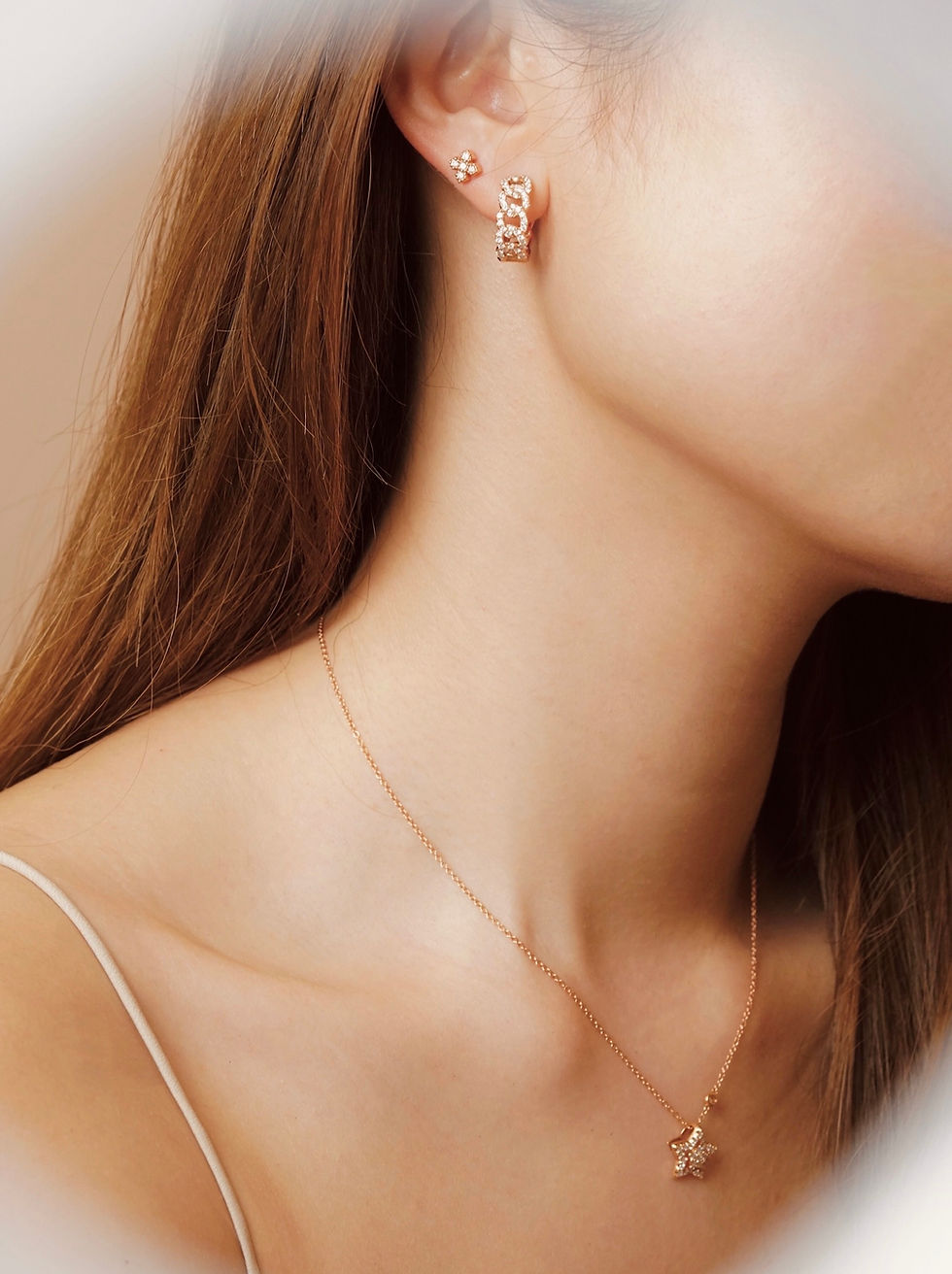 縮圖：Double Star Diamond Necklace in 18K Rose Gold