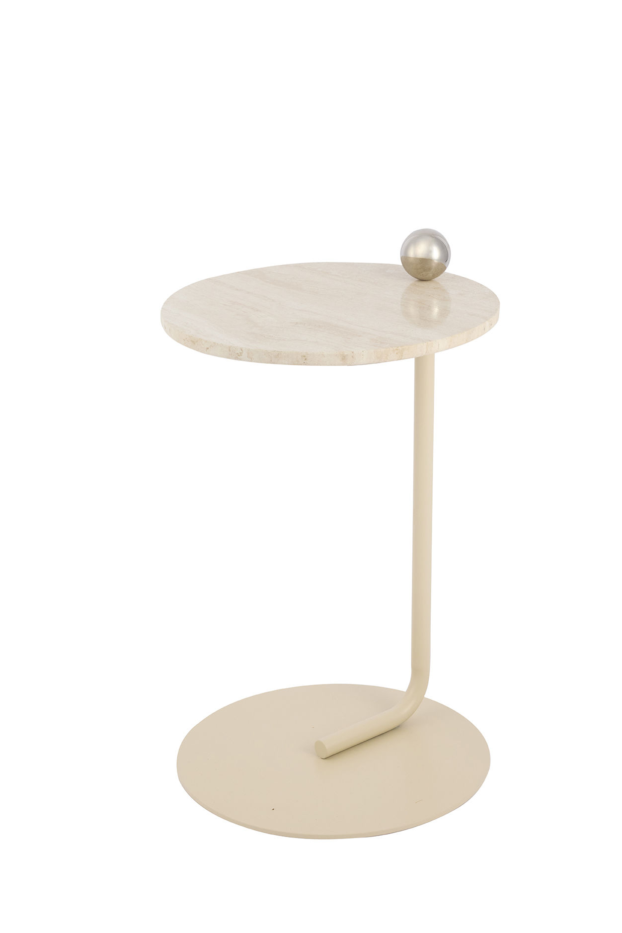 AYTM – Castellum Beistelltisch in Light Sand & Travertin, seitlich