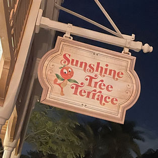 Sunshine Tree Terrace Sign in Adventure at the Magic Kingdom at Walt Disney World
