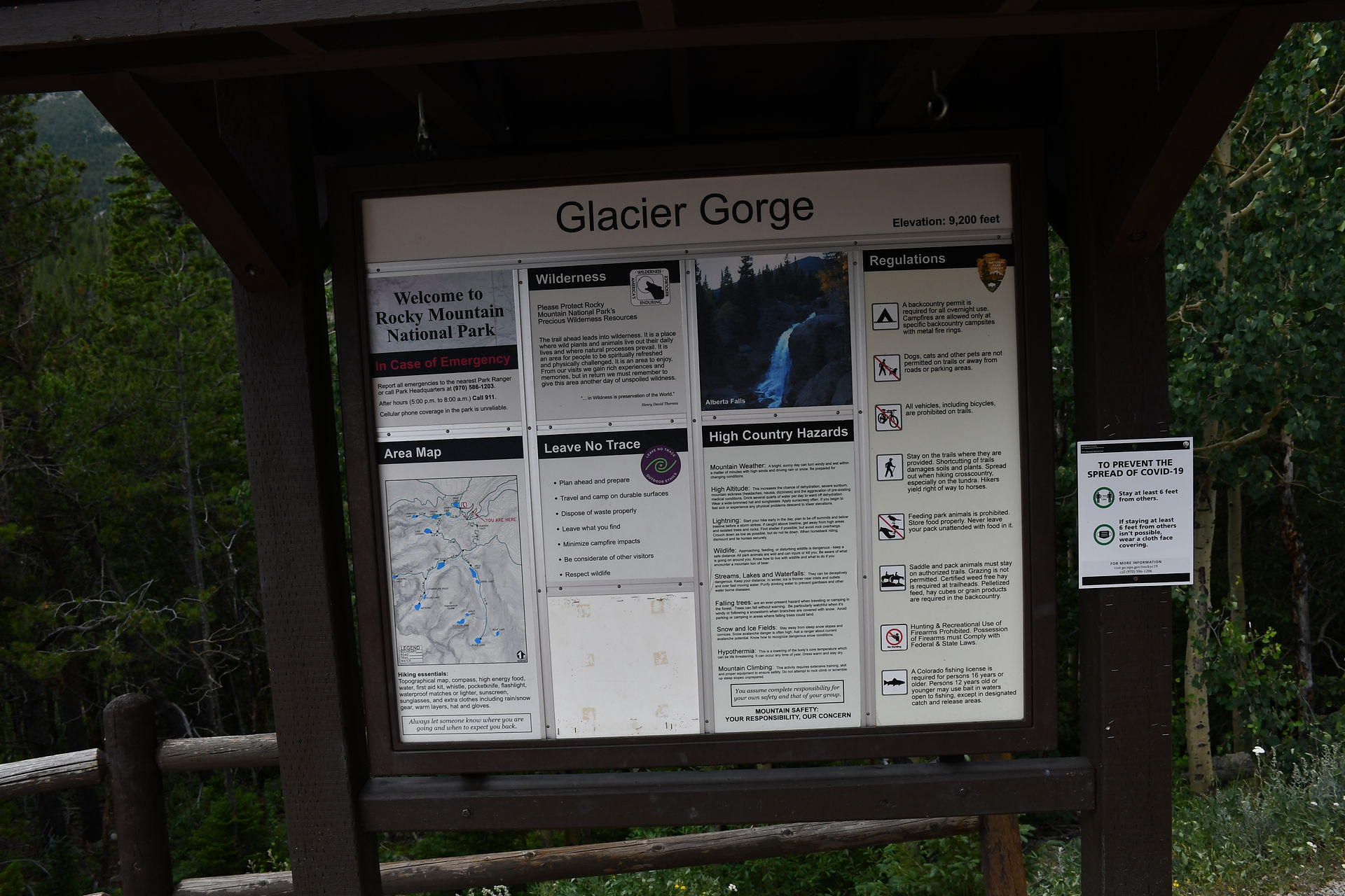 Glacier Gorge Trail Sign at Rocky Mountain National Park