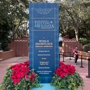 Signage for World Showplace Pavilion at Festival of the Holidays at Epcot at Walt Disney World